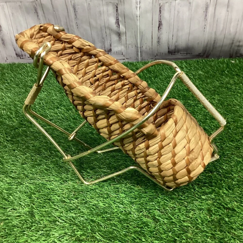 Wicker & Brass Vintage Wine Holder